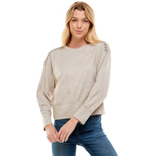 Oatmeal Rhinestone Fringe Sweatshirt
