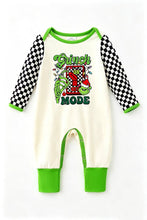 Christmas character baby romper with checkered sleeves