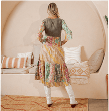 Gravel A-Line Patchwork Midi Dress