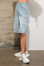 Cargo Denim Knee Length Shorts LT WASH