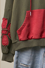 Olive Multi Floral Patch Hooded Sweatshirt