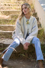 Beige Long Sleeve Multicolor Pocket Sweater