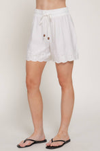 Ivory Waistband with String Eyelet Hem Woven Shorts