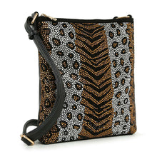 Black Rhinestone Animal Print Crossbody Sling