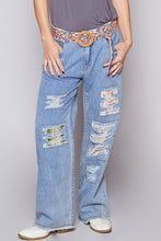 Denim Contrast patch woven twill bottom POL Jeans