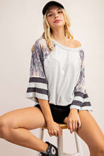 Grey Plum Combo Color Block Metallic Knit Baseball Top 10/9/23 7180