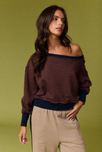 Navy Camel Amira Striped Lounge Sweatshirt