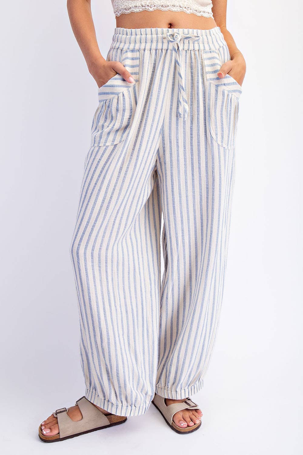 Denim Natural Stripe Soft Wash Lined Blended Pants