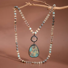 Natural Stone Bead Necklace with Stone Pendant