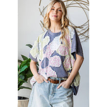 Navy Washed Floral Patchwork Oversized Oli+Hali Tee
