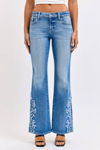 Low Rise Western Relaxed Flare Cello Jeans with Frayed Patch