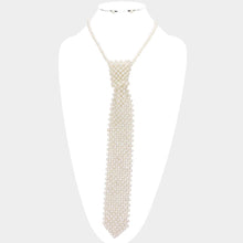 White Pearl Neck Tie Necklace