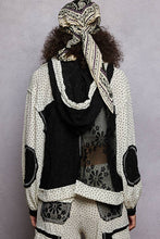 Black Balloon sleeves lace floral knit hoodie POL jacket