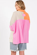 Multi Color Block Gauzy Button Down Sage+Fig Blouse