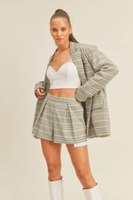 Taupe Black Yellow Plaid Pleated Shorts