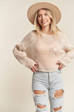 Oatmeal Lightweight Floral Sweater