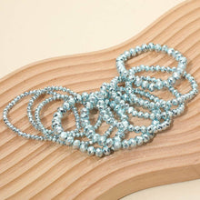 Silver Faceted Beaded Stretch Multi Layered Bracelets