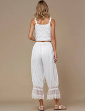White  Elastic Waist Lace String Tie Lantern Pants
