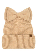 C.C Messy Bun Bow Beanie with Sequins Winter Hat: Gray