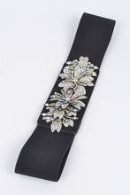 Black Stone Flower Elastic Belt
