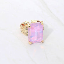 Black Emerald Cut Stone Adjustable Ring