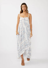 Creamy Dusty Blue Hi-Lo Spaghetti Strap Patchwork Ruffle Maxi Dress