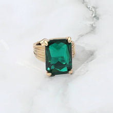 Black Emerald Cut Stone Adjustable Ring