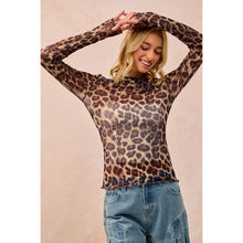 Leopard Mesh Long Sleeve Top