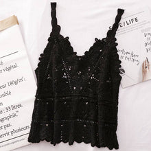 Beige Solid Color Crochet Lace Hollow Camisole Top