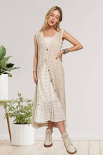 Beige Button Down Crochet Long Cardigan