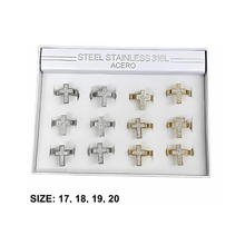Stainless Steel Pavé Cross Ring