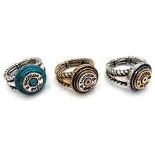 Silver 12 GA Shotgun Bullet Shell Western Stretch Ring: