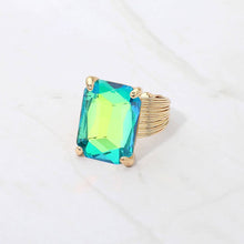 Black Emerald Cut Stone Adjustable Ring