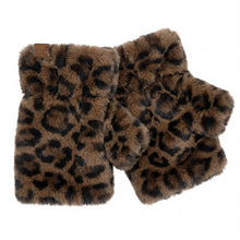 Brown C.C Leopard Fur Fingerless Winter Gloves