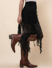 Black Floral Lace Inregular Hem Skirt
