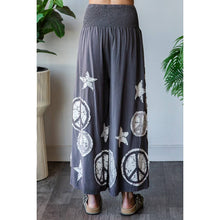 Charcoal Washed Smocked Peace And Star Patchowork Oli+Hali Pants