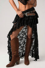 Black Ruffled Asymmetrical High Low Skirt