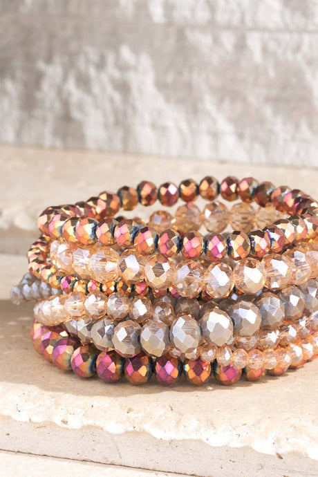 Golden Girl Glass Bead 9 Set Bracelet