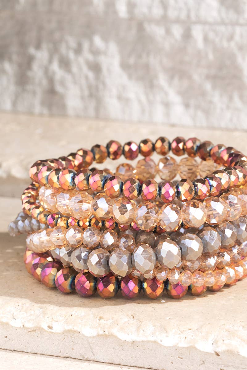 Golden Girl Glass Bead 9 Set Bracelet