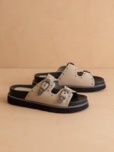 The Effie Taupe Double Western Buckle Slides
