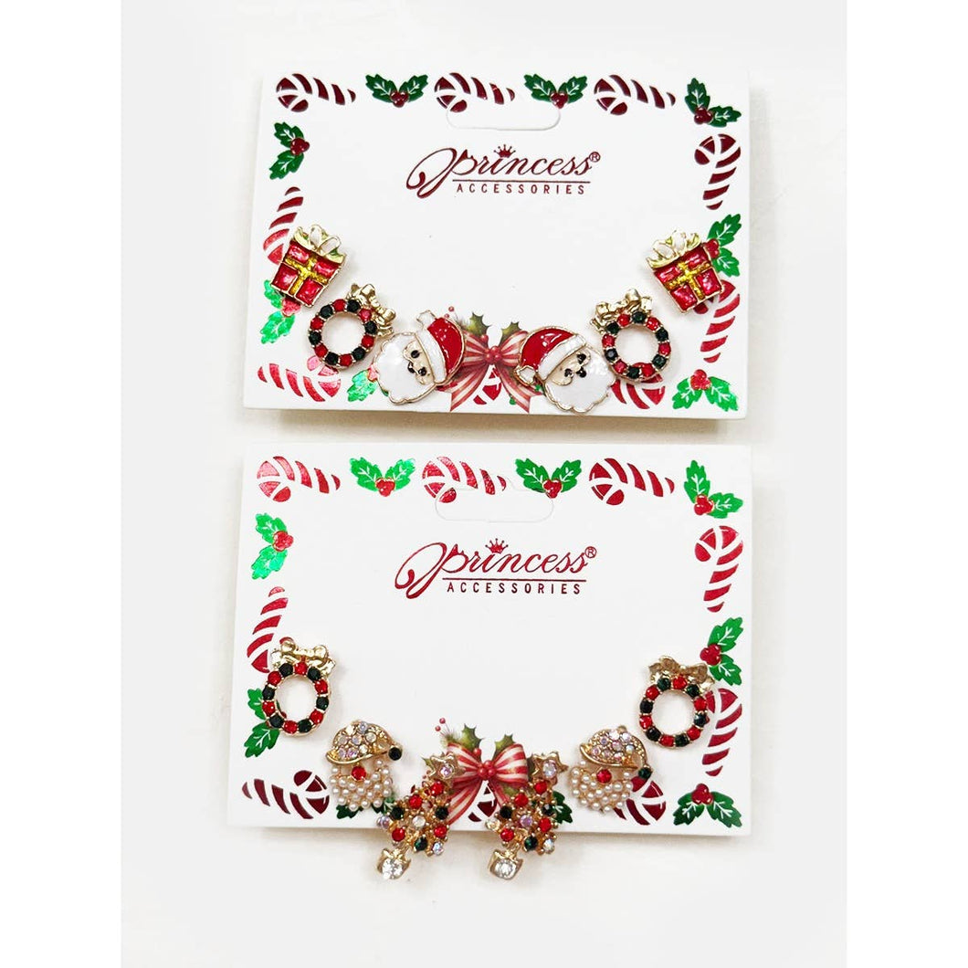 Cute Christmas Theme Sparkly Earrings: MIX COLOR / ONE(12)