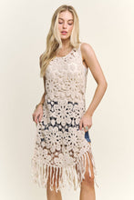 Beige Sleeveless Crochet Cover-Up Tunic