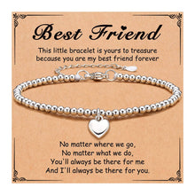 To My Granddaughter Heart Charm Stainless Steel Bracelet with Blessing Cards: