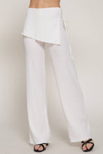 Ivory Tied Overwrap Front Texture Knit Long Pants