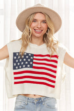 Ivory Sleeveless American Flag Sweater