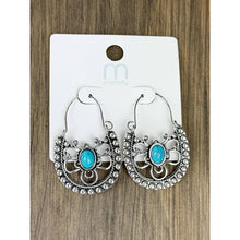 Silver Western Style Turquoise Detail Earrings
