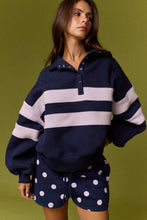 Navy Lilac Lottie Stripe Rugby Pullover