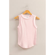 Soft Pink Blue Round Neck Ribbed Tank Top