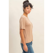 Dark Taupe Classic Crew Neck Short Sleeve Pocket Top