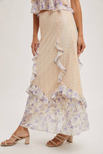 Pink Combo Floral Trimmed Maxi Lace skirt